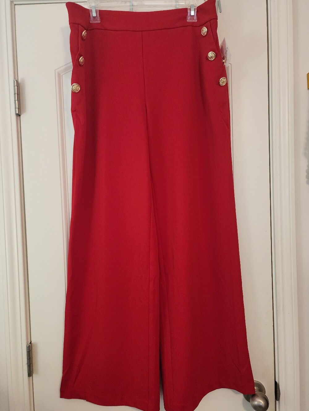 Cato Women's NWT Red Dress Pants Trousers Gold Buttons 14-16W Nautical